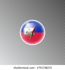 Illustration of a compass with the flag of HAITI on a transparent background. Recreation, entertainment, tours, travel, walks, routes in my country.