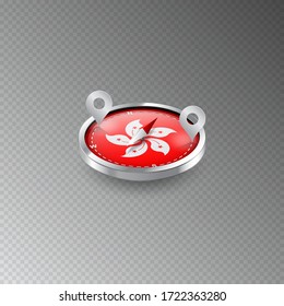 Illustration of a compass with the flag of HONG KONG on a transparent background. Recreation, entertainment, tours, cruises, travel, walks, routes in my country. 