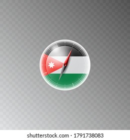 Illustration of a compass with the flag of JORDAN on a transparent background. Recreation, entertainment, tours, travel, walks, routes in my country.