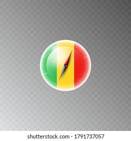 Illustration of a compass with the flag of MALI. on a transparent background. Recreation, entertainment, tours, travel, walks, routes in my country.