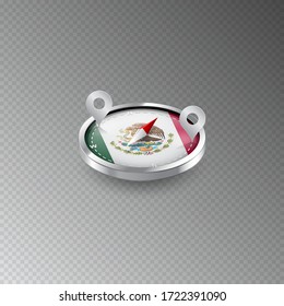 Illustration of a compass with the flag of MEXICO on a transparent background. Recreation, entertainment, tours, cruises, travel, walks, routes in my country.