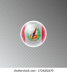 Illustration of a compass with the flag of PERU on a transparent background. Recreation, entertainment, tours, travel, walks, routes in my country.