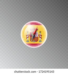 Illustration of a compass with the flag of SPAIN on a transparent background. Recreation, entertainment, tours, travel, walks, routes in my country.