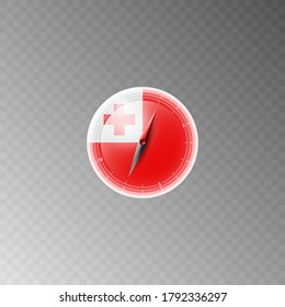 Illustration of a compass with the flag of TONGA on a transparent background. Recreation, entertainment, tours, travel, walks, routes in my country.