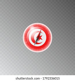 Illustration of a compass with the flag of TUNISIA on a transparent background. Recreation, entertainment, tours, travel, walks, routes in my country.