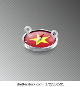 Illustration of a compass with the flag of VIETNAM on a transparent background. Recreation, entertainment, tours, cruises, travel, walks, routes in my country. 