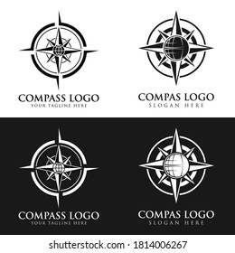 Illustration compass logo design template