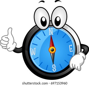Illustration of a Compass Mascot Holding an Okay Sign