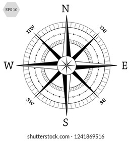 Illustration of a compass rose vector icon