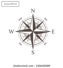 Illustration of a compass rose vector icon, eps 10