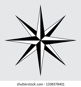 Illustration of a compass rose vector icon