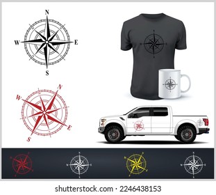 Illustration of a compass rose vector icon, eps 10	