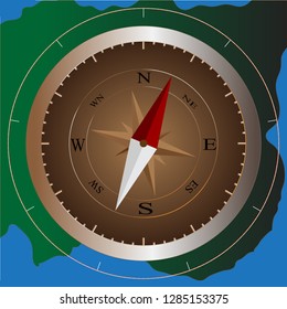 illustration of compass and world map