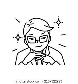 Illustration of a competent businessman wearing glasses (white background, vector, cut out)
