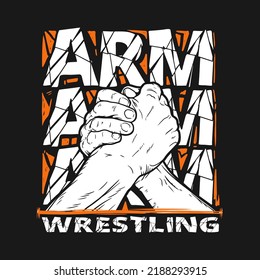 Illustration of competition on arm wrestling vector illustration on black background