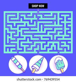 Illustration for competitions of customers, a riddle, a labyrinth. Print for the designer. The avatar element for the player.
