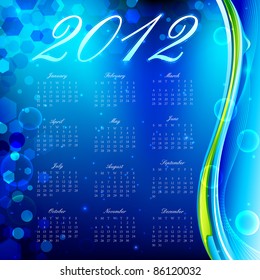 illustration of complete calendar for 2012 in abstract background