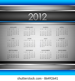 illustration of complete calendar for 2012 in abstract background