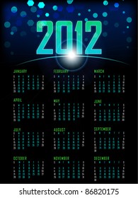 illustration of complete calendar for 2012 in abstract background