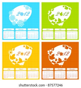 illustration of complete calendar for 2012 showing different season