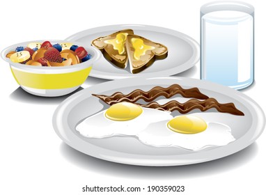 Illustration of a complete and healthy breakfast.
