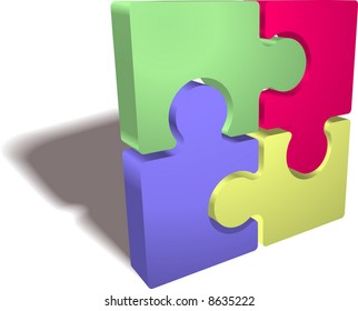 An illustration of a completed jigsaw puzzle icon