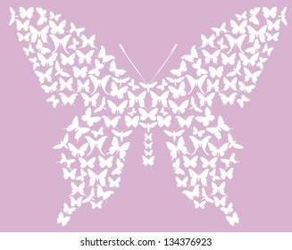 ilustración con mariposa compleja aislada en fondo rosa