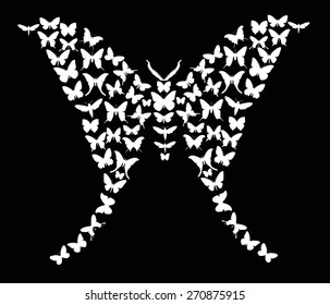 illustration with complex butterfly isolated on black background