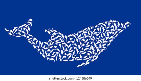 Illustration mit komplexem Delfin einzeln auf blauem Hintergrund