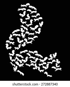 illustration with complex squirrel isolated on black background