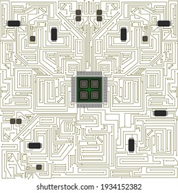 Ilustración de circuitos electrónicos complicados