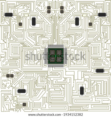Illustration of complicated electronic circuits