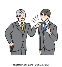 Illustration of a complimented male business person