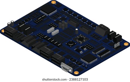 An illustration of the components of a basic computer.computer technology in the workplace, isometric 