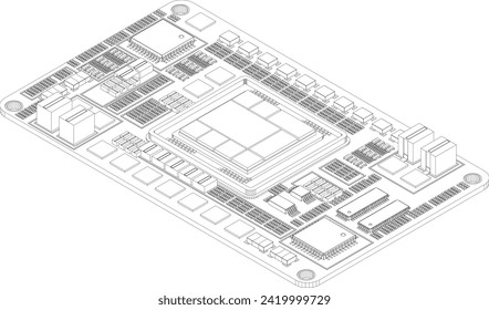 An illustration of the components of a basic computer.computer technology in the workplace, isometric 