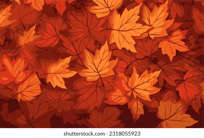 Illustration composition of colorful fall leaves for Thanksgiving, with copy space.