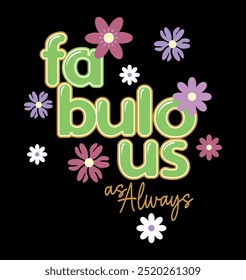 Illustration of composition with lettering and styled flowers.
