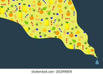 Illustration of the composition of a very refreshing drink made with a flat design technique