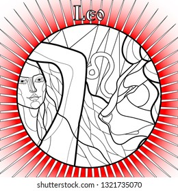 Illustration of the composition, which represents the zodiac sign Leo, can be used as a print and other design
