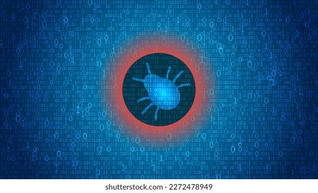 Illustration of computer bug. Random binary code. Technology background