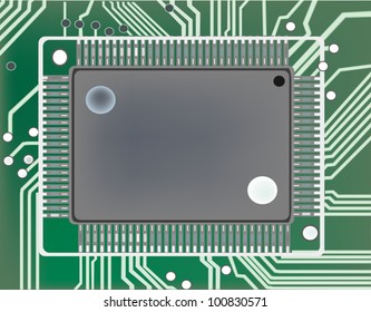 illustration with computer chip on board