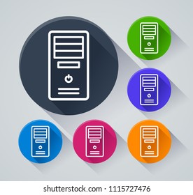 Illustration of computer circle icons with shadow