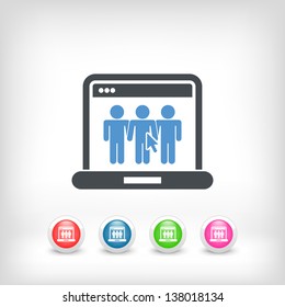 Illustration of computer connected to a social internet page