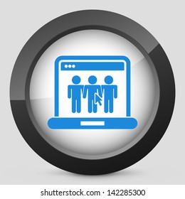 Illustration of computer connected to a social internet page