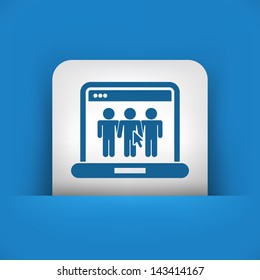 Illustration of computer connected to a social internet page