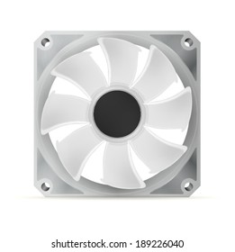 Illustration of computer cooler. Gray computer cooler. Isolated vector illustration on white.