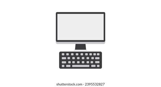 illustration of a computer display with a keyboard