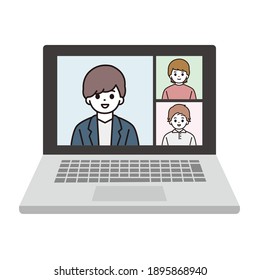 Illustration of a computer during an online meeting