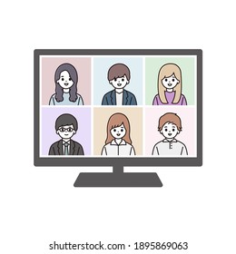 Illustration of a computer during an online meeting