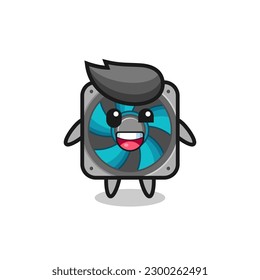 illustration of an computer fan character with awkward poses , cute style design for t shirt, sticker, logo element